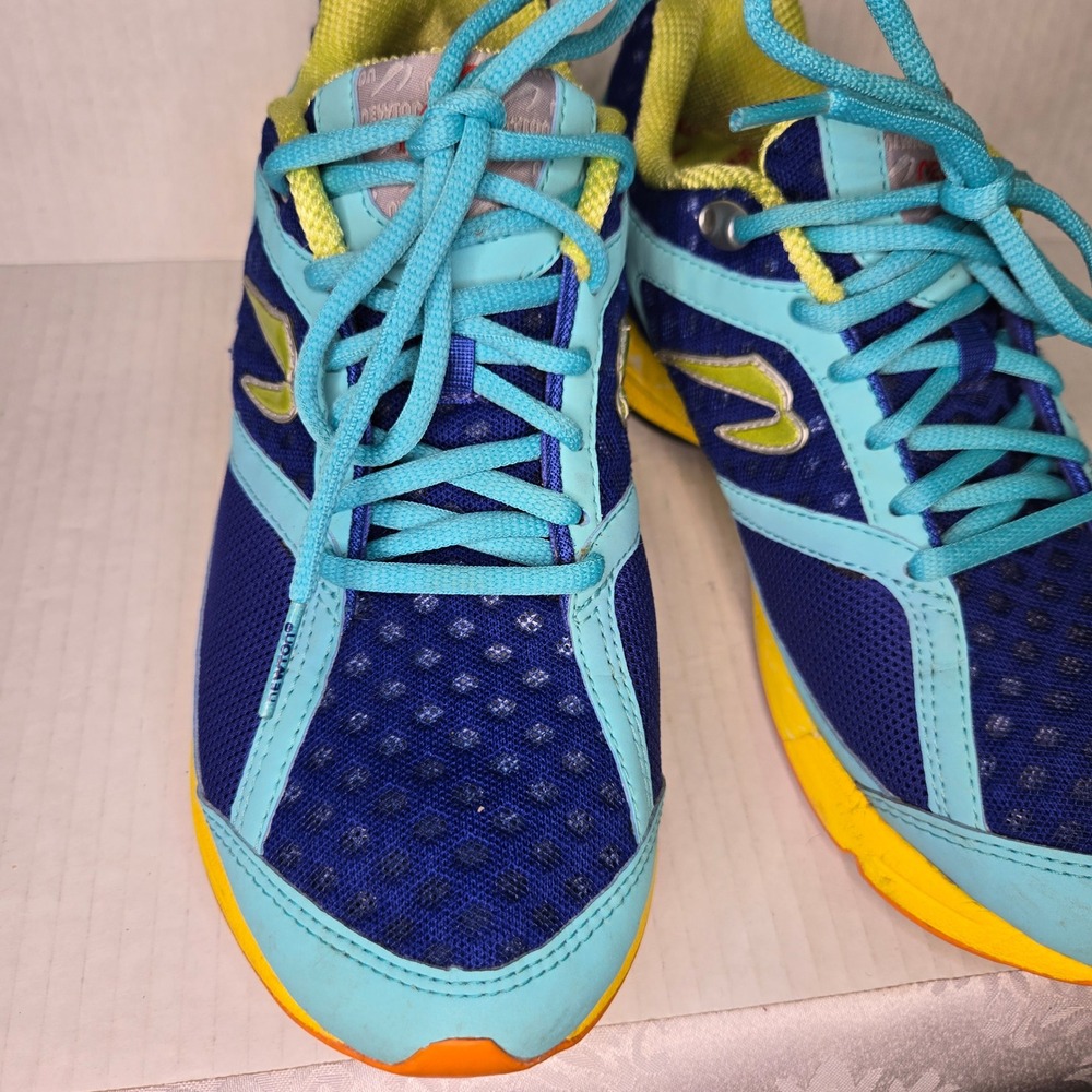Newton Motion Stability Running Shoes Navy Cyan Yellow Mesh Sneakers 8 - Picture 5 of 10